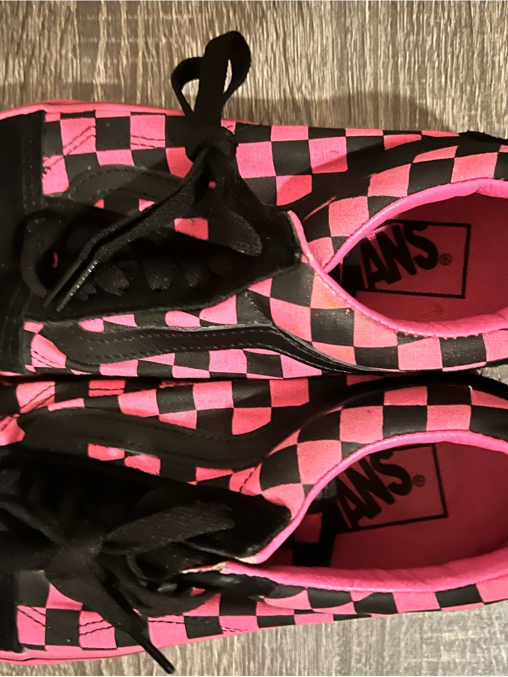 Vans Pink and Black Checkerboard Old Skool Sneakers